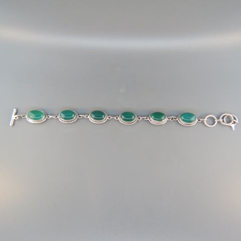 Appraisal: Chrysophase Bracelet rich green cabachon gems in sterling silver up