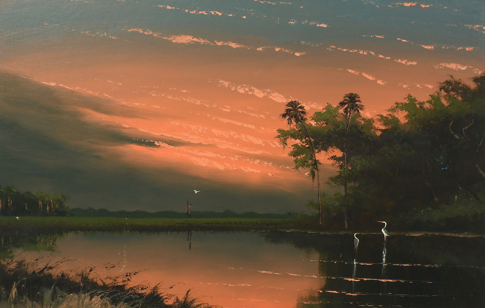 Appraisal: BLACK Al American b Florida Highwayman Pink Sky River Painting