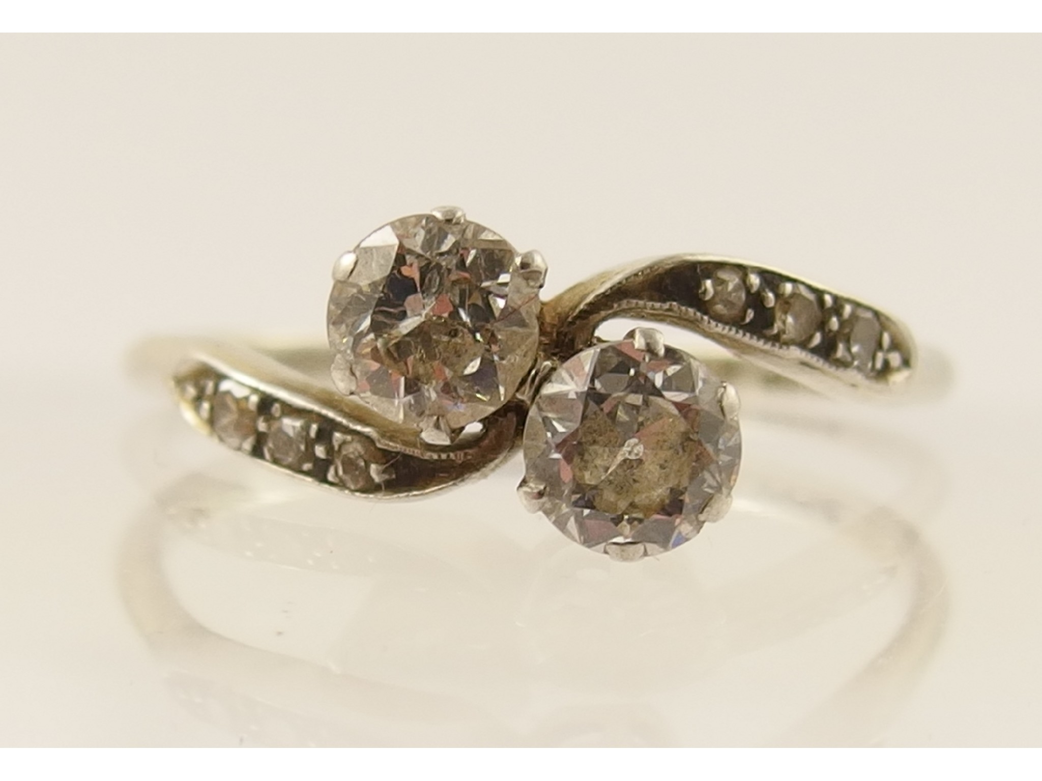 Appraisal: An ct and platinum twin stone twist ring diamonds approx