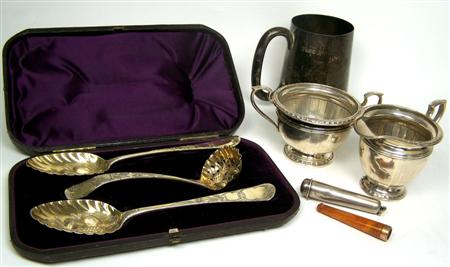 Appraisal: A cased set of berry spoons the silver gilt George