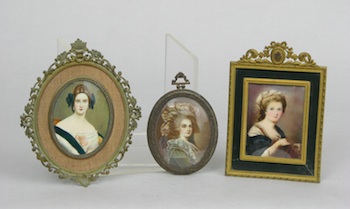 Appraisal: A Group of Three Portraits of Ladies on Ivory th