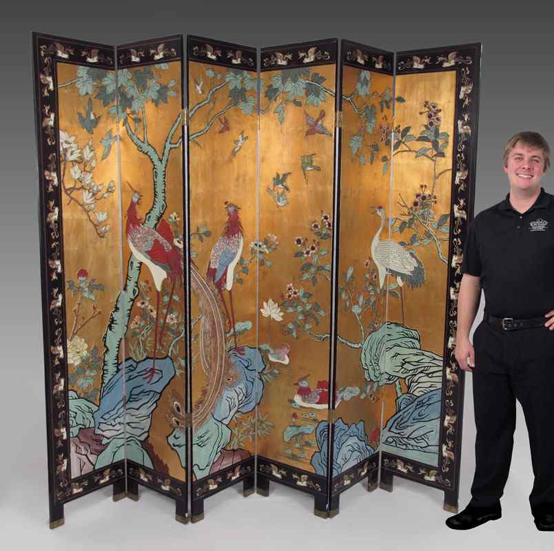 Appraisal: PANEL COROMANDEL SCREEN Birds and floral motif on both sides