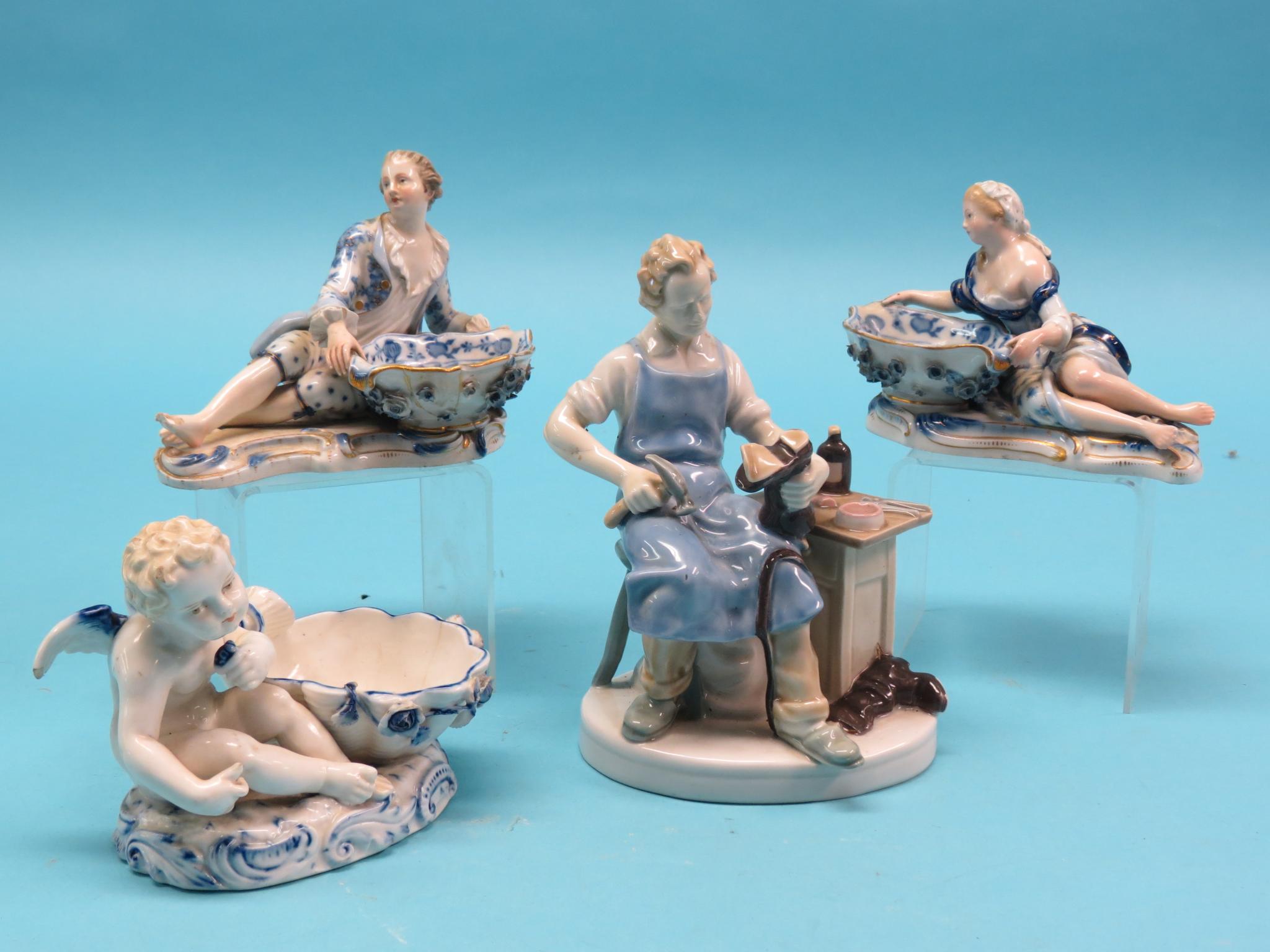 Appraisal: A pair of th century Meissen porcelain figural salts male