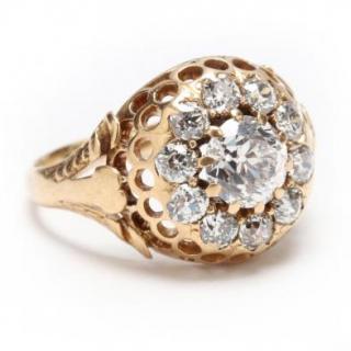 Appraisal: Antique KT Gold and Diamond Ring the Old European cut