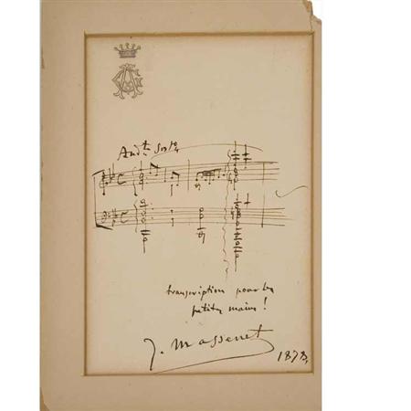 Appraisal: MASSENET JULES Autograph musical quotation two bars in treble and