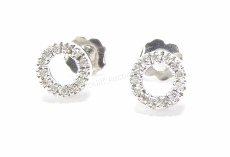 Appraisal: A pair of K white gold diamond circle earrings containing