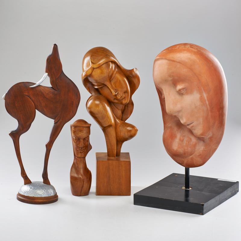 Appraisal: ROYAL HICKMAN GWEN LUX ETC Four sculptural pieces Hickman antelope