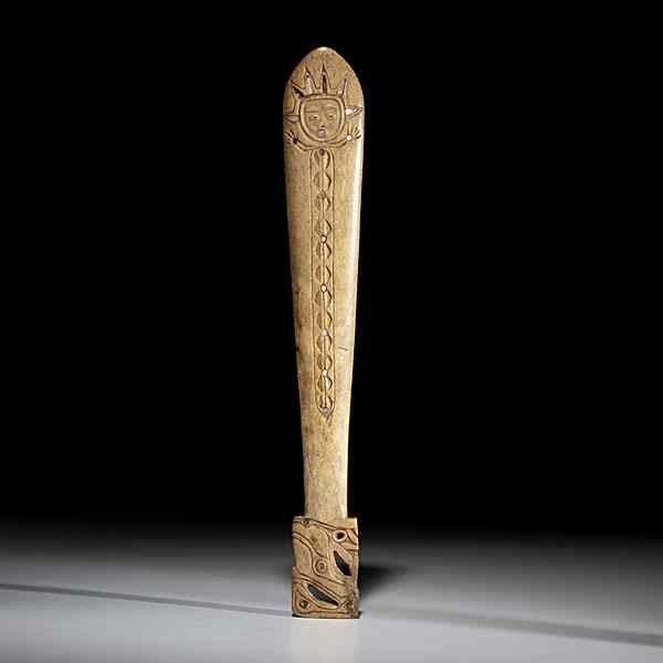 Appraisal: Nuu-chah-nulth Carved Whale Bone Club carved on both sides with