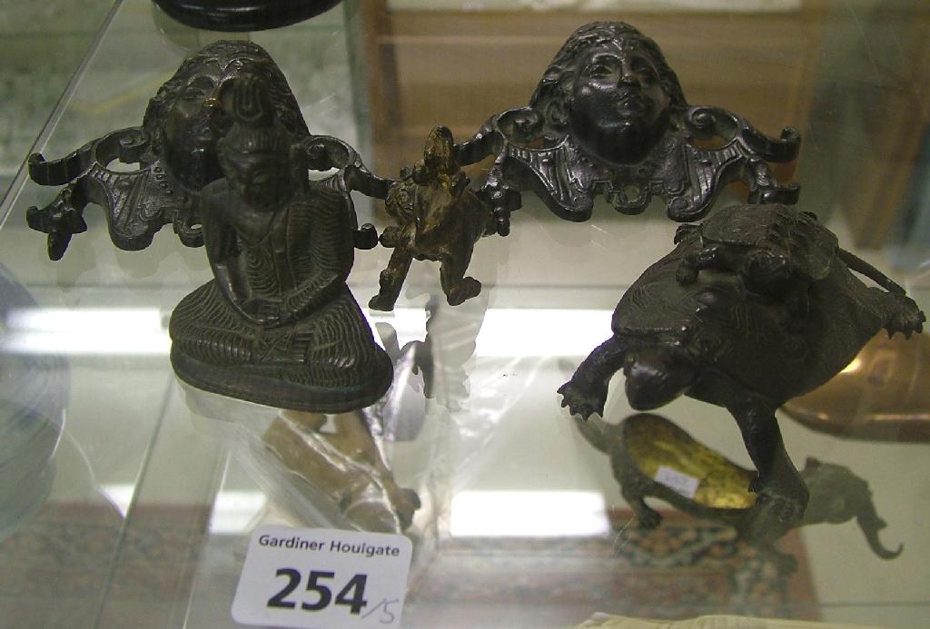 Appraisal: Collection of small bronze ornaments comprising a pair of lady's