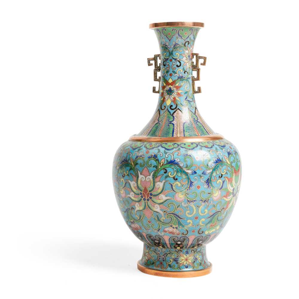 Appraisal: CLOISONN ENAMEL 'LOTUS' VASE QING DYNASTY TH CENTURY the tapering