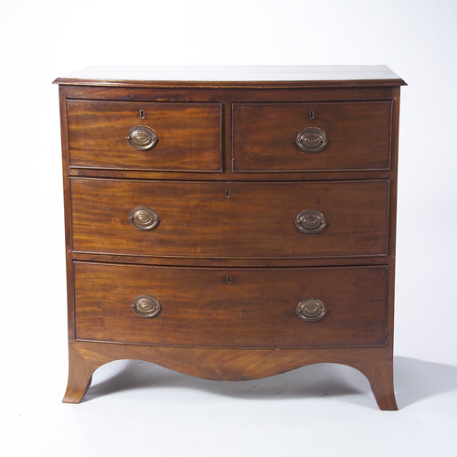 Appraisal: English four drawer bowfront chest th c with mahogany veneer