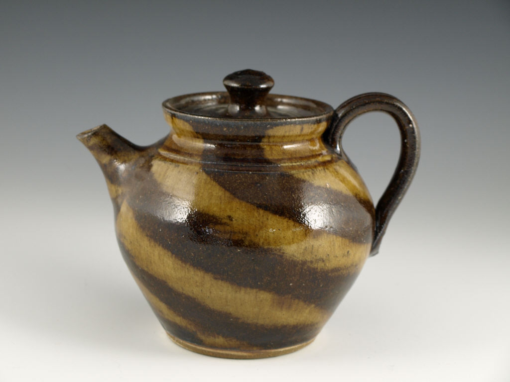 Appraisal: NC Pottery Kim Ellington Teapot tan and brown swirled clay