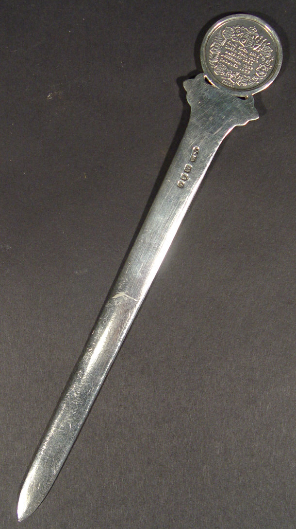 Appraisal: Coronation silver letter knife cm in length