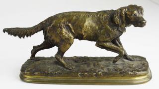 Appraisal: late th c bronze of a French spaniel signed P