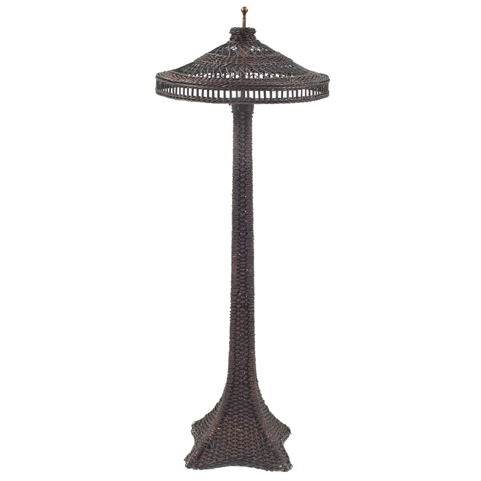 Appraisal: Arts and Crafts floor lamp in woven wicker ''dia x