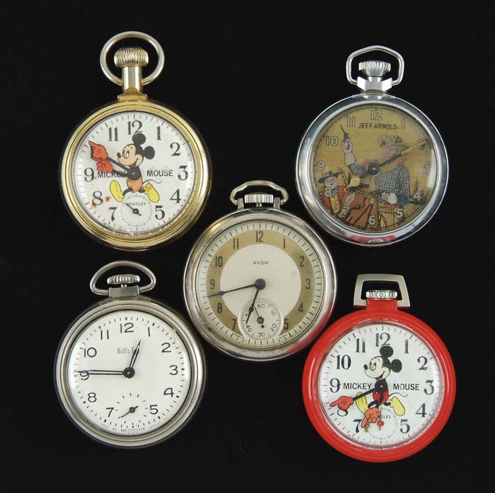 Appraisal: LOT OF THREE MICKEY MOUSE POCKET WATCHES TWO DOLLAR POCKET