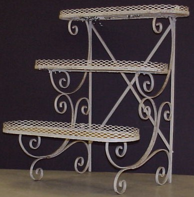 Appraisal: Three tiered white metal escalier plant stand h x w