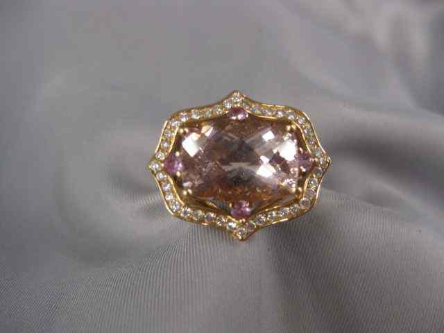 Appraisal: Morganite Diamond Sapphire Ring rectangular carat rectangular cushion shape mix