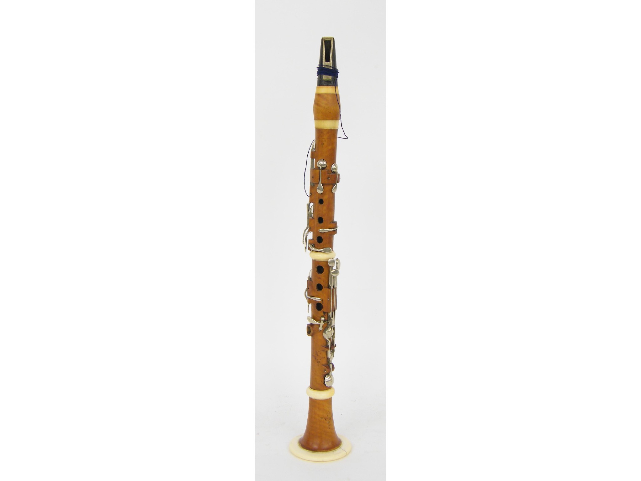 Appraisal: Austrian boxwood and ivory mounted thirteen keyed Eb clarinet by