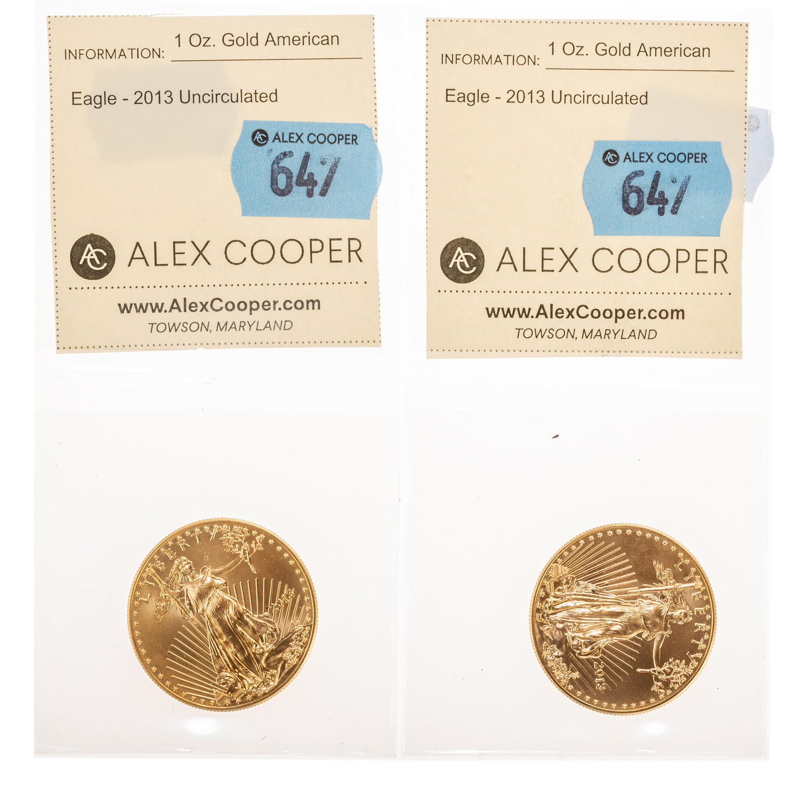 Appraisal: TWO OUNCE GOLD AMERICAN EAGLES BU