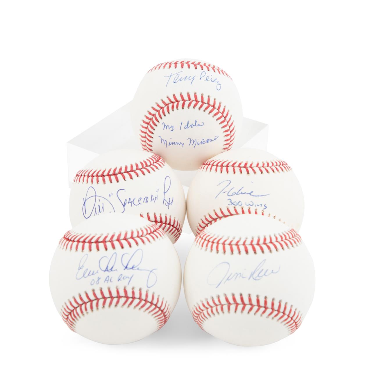 Appraisal: AUTOGRAPHED BASEBALLS INCLUDING LONGORIA Grouping of five autographed baseballs including