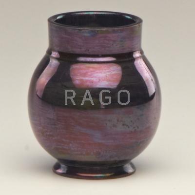 Appraisal: ALEXANDER ROBERTSON ROBLIN Cabinet vase in aubergine lustre Impressed Roblin