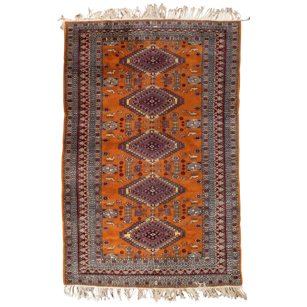 Appraisal: PERSIAN WOOL RUGHandwoven having medallions with an abstract motif in