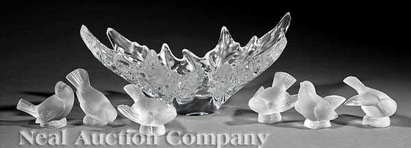 Appraisal: A Lalique Frosted and Molded Crystal Centerbowl signed together with