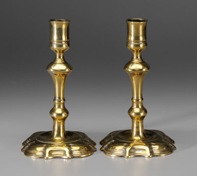 Appraisal: Pair English brass candl