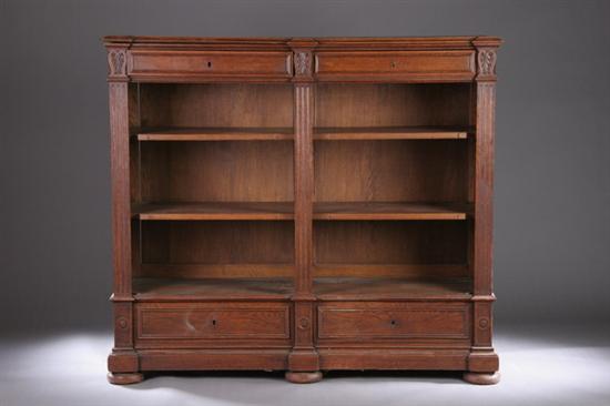 Appraisal: JACOBEAN REVIVAL CARVED OAK LIBRARY BOOKCASE early th century The