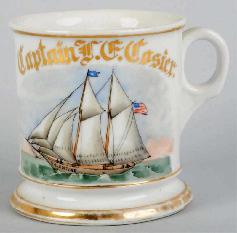 Appraisal: Sailboat Shaving Mug Gilt name Captain F C Cozier Fantastic