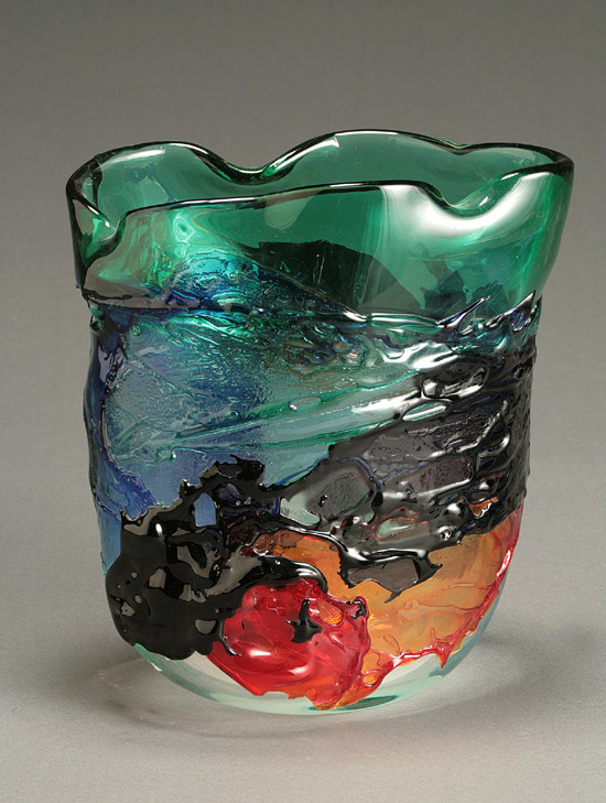 Appraisal: Murano Glass Vase Circa s Having a shaded green to