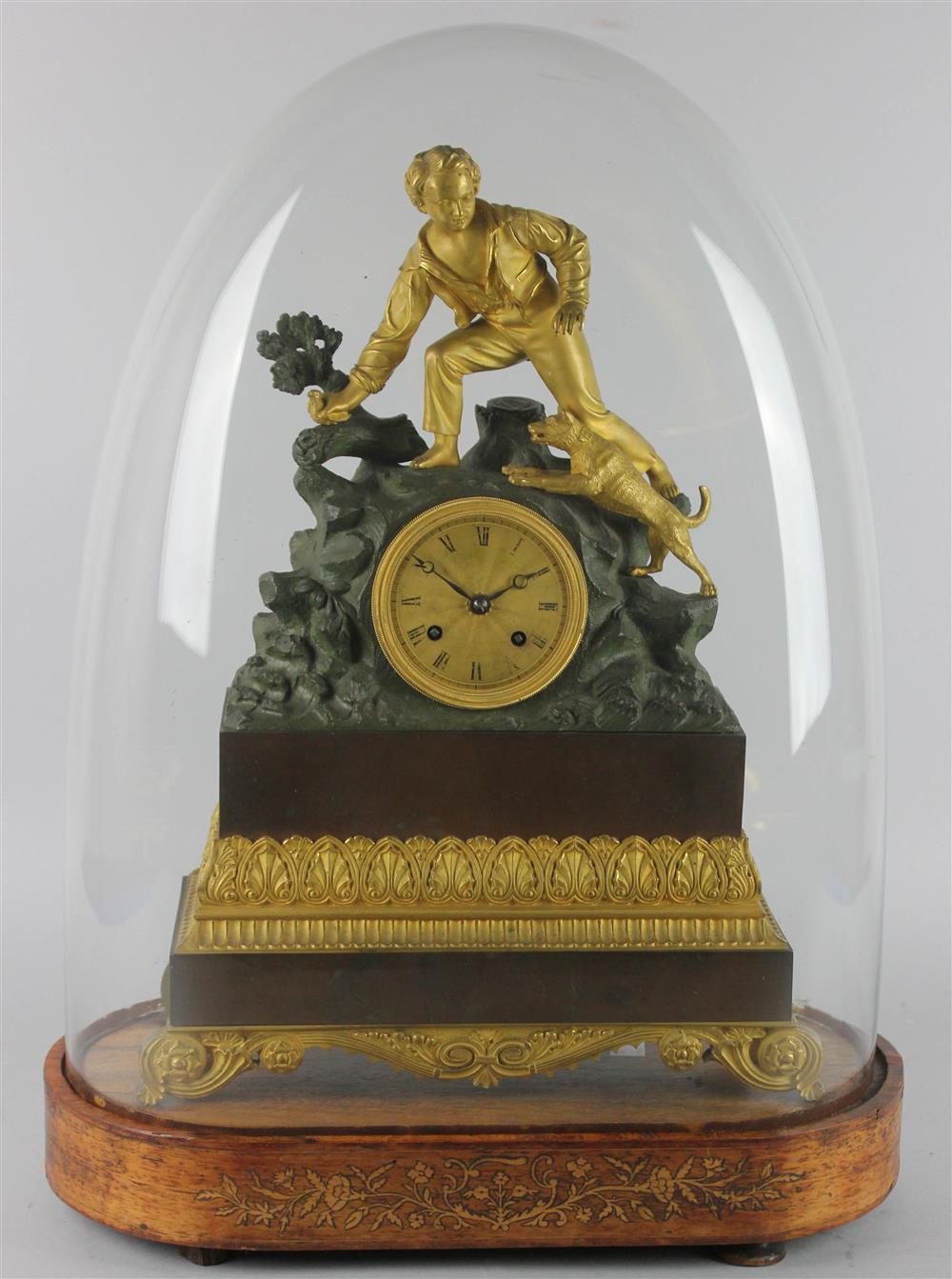 Appraisal: FRENCH PLATED AND GILT BRONZE MANTEL CLOCK TH CENTURY cast