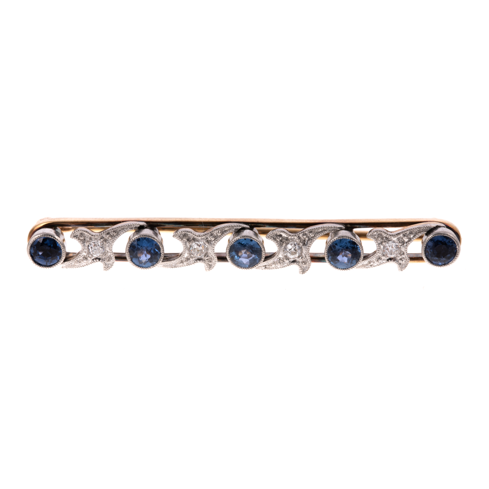 Appraisal: AN ART DECO SAPPHIRE DIAMOND BAR PIN IN PLATINUM Art