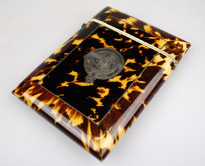 Appraisal: A th century style tortoiseshell and ivory visiting card case