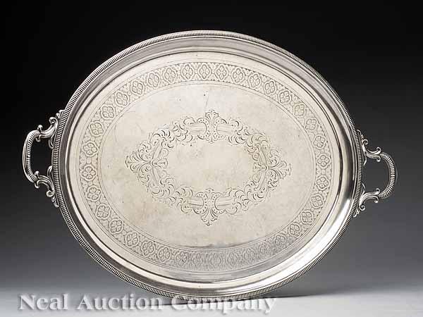 Appraisal: A Large American Silverplate Oval Serving Tray th c with