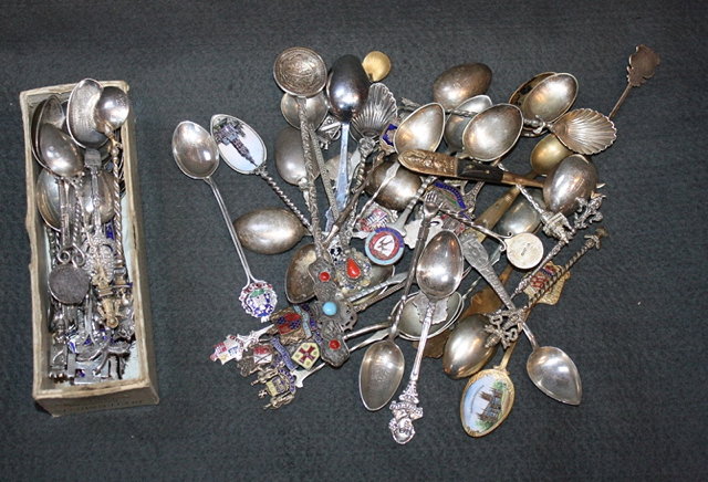 Appraisal: A LARGE COLLECTION OF SILVER PLATED AND ENAMELLED SOUVENIR TEASPOONS