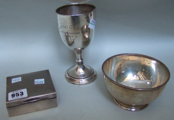 Appraisal: Silver comprising a square cigarette box the lid engine turned