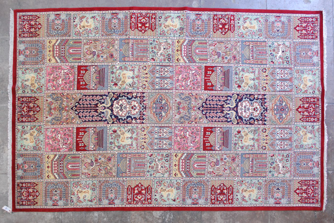 Appraisal: HAND KNOTTED ORIENTAL CARPET Persian Garden Panel design ' x