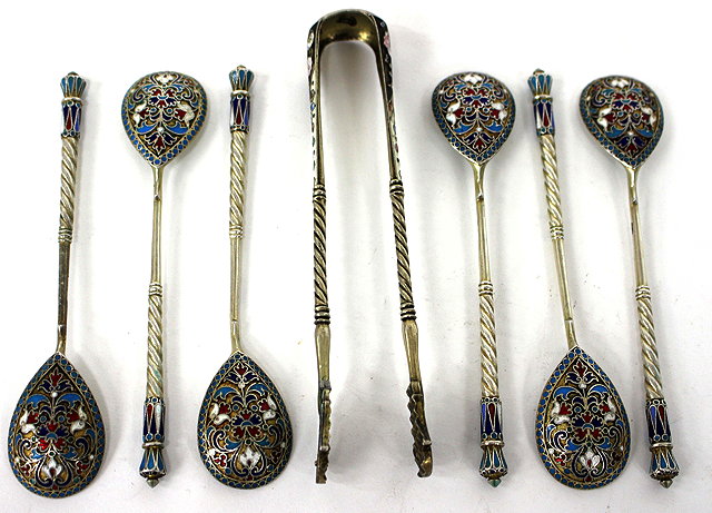 Appraisal: A SET OF SIX EARLY TH CENTURY RUSSIAN SILVER AND