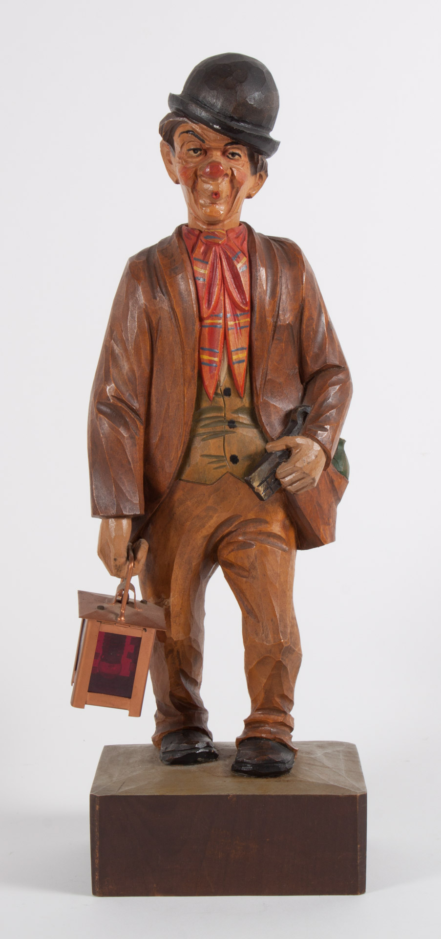 Appraisal: Continental carved wood vagabond automaton modeled as ne'er-do-well carrying lantern