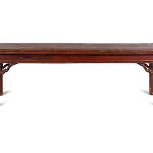 Appraisal: A Chinese Hardwood Altar Table with Remnants of Red Pigment