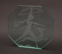 Appraisal: Octagonal Etched Glass of Diana Goddess of the Hunt Octagon-shaped