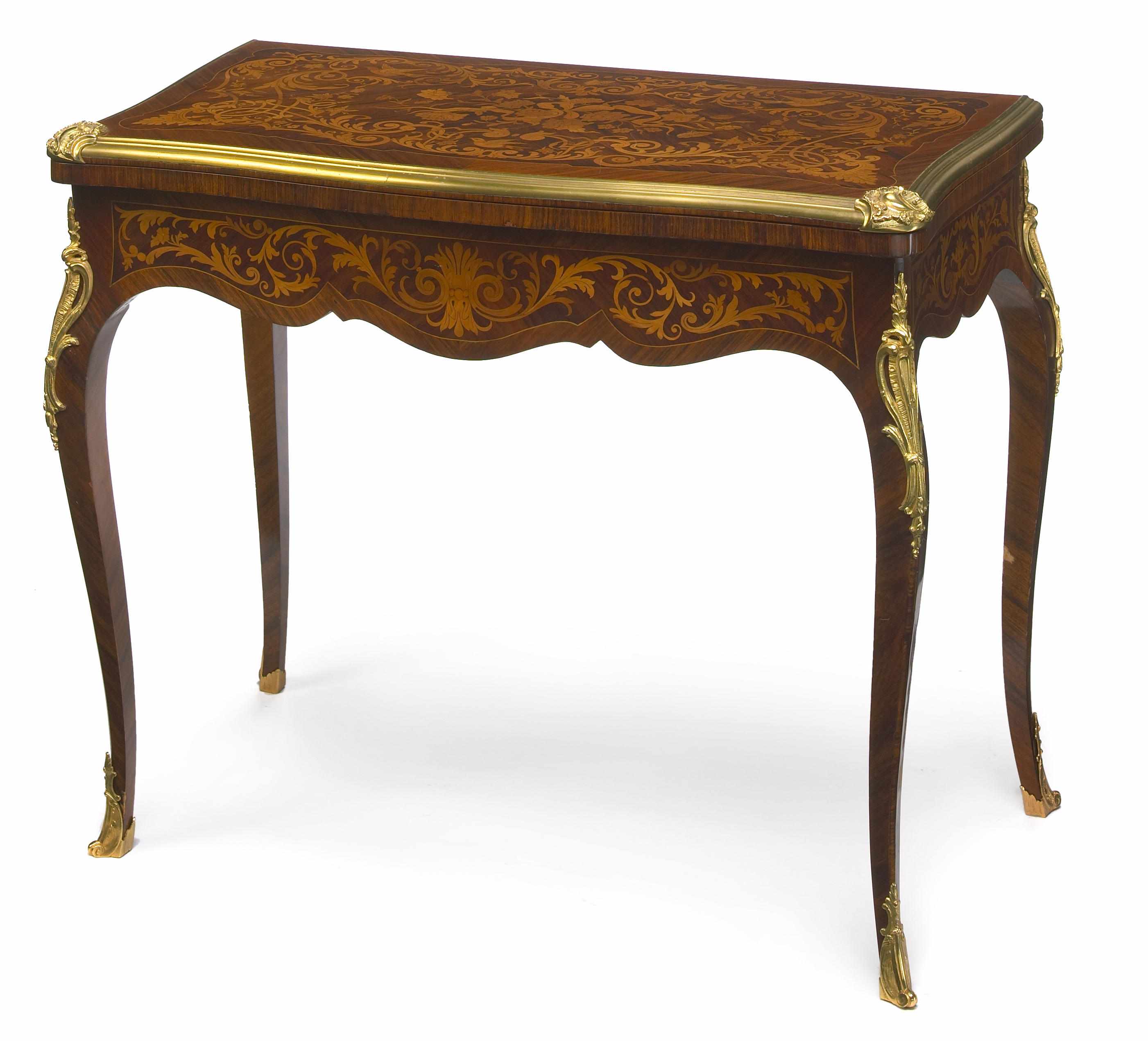 Appraisal: A Louis XV style gilt bronze mounted marquetry walnut fold