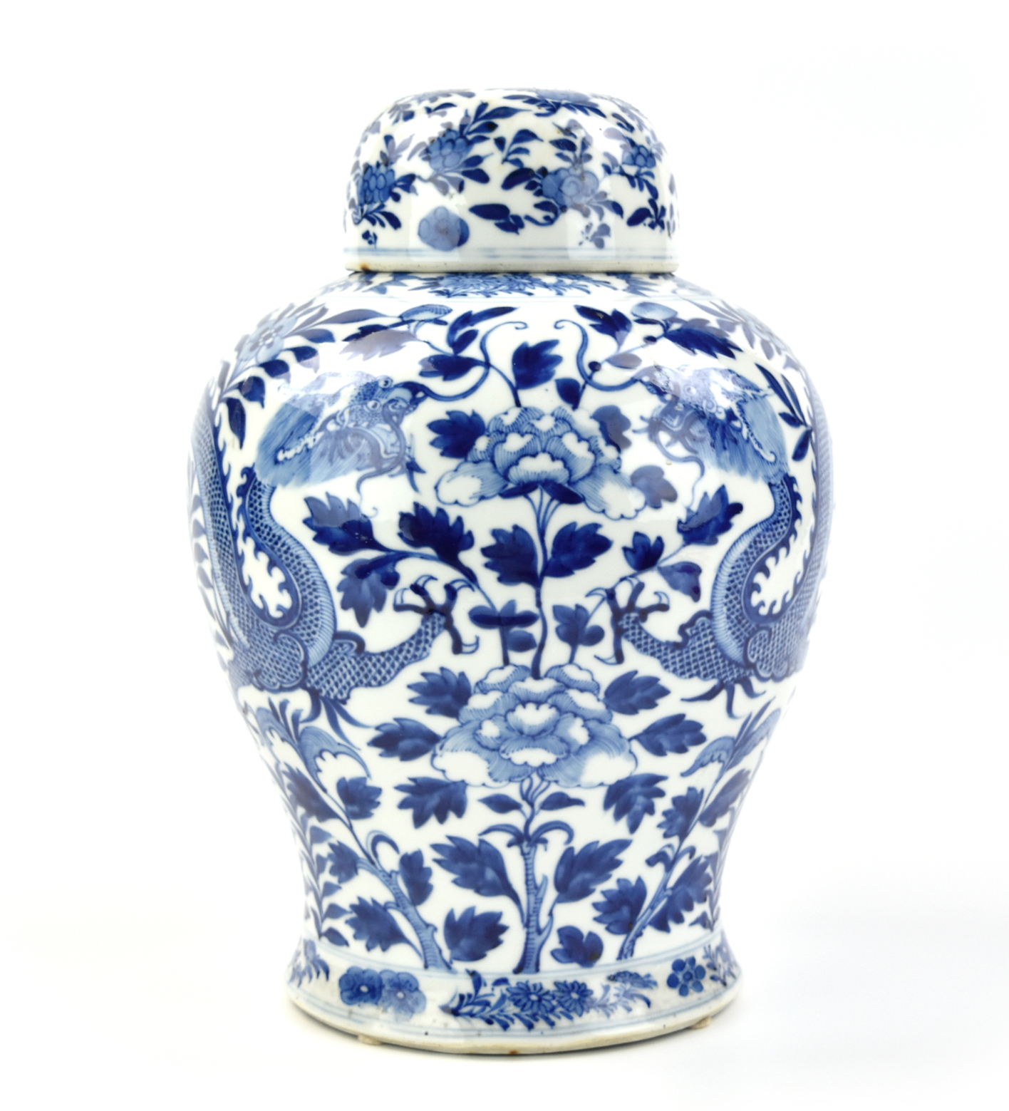 Appraisal: Chinese Guangxu Period blue and white jar ovoid sides rising