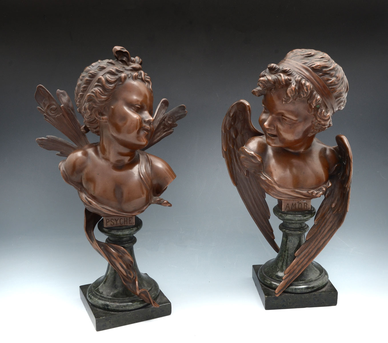 Appraisal: BESSERDICH Ruffino Austrian - Pair of Bronzes Amor Love and