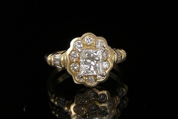 Appraisal: A Ladies' Diamond Princess Cut Diamond Ring k yellow and