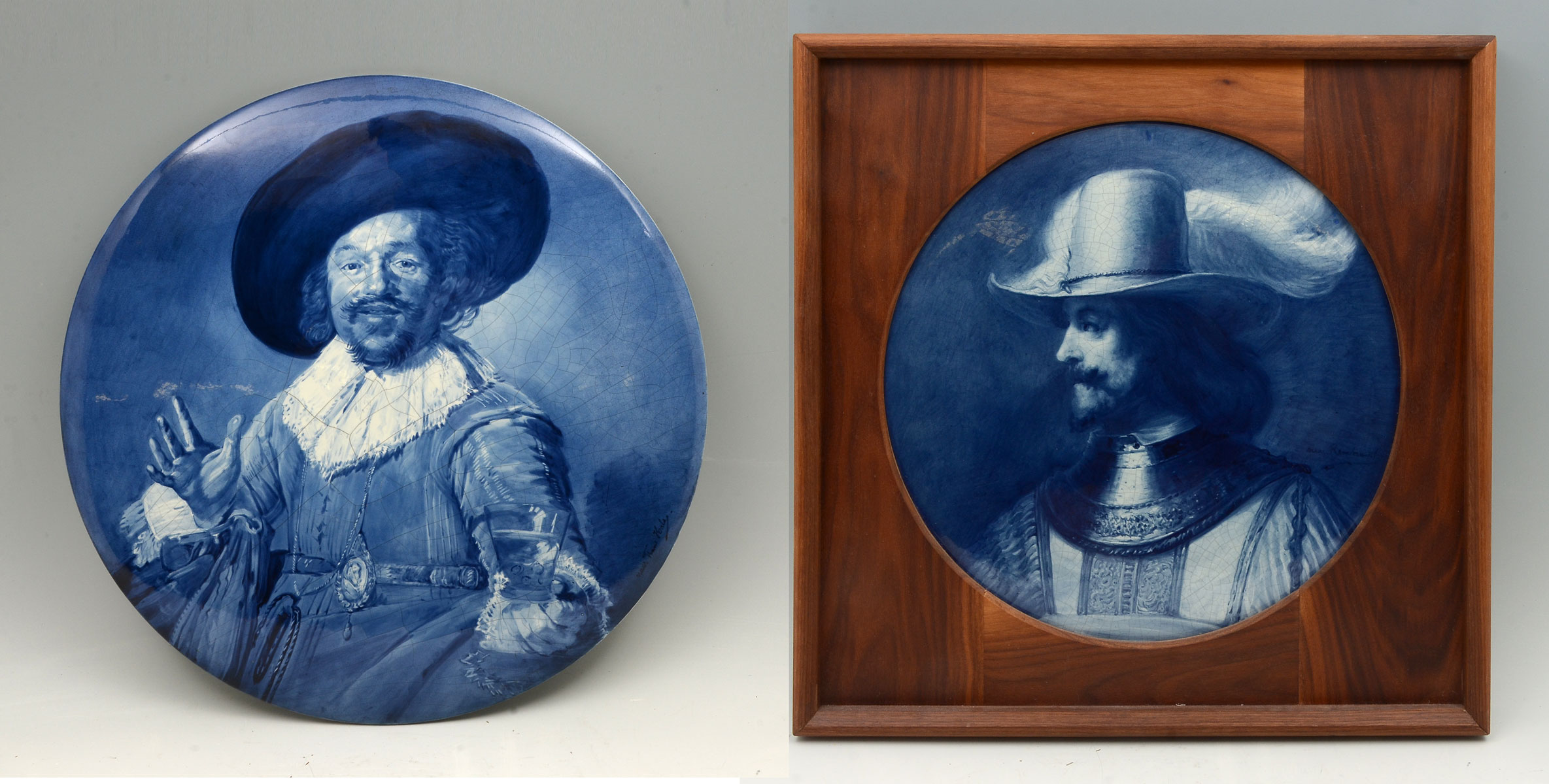 Appraisal: PAIR OF LARGE DELFT PORTRAIT PLATES Comprising - Blue white