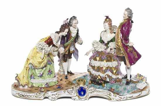 Appraisal: A Dresden Porcelain Figural Group depicting two couples in th