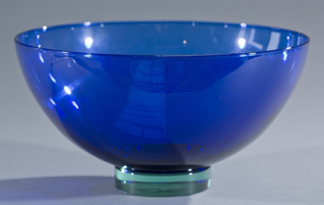 Appraisal: Royal Copenhagen Blue Crystal Bowl Green foot base H x